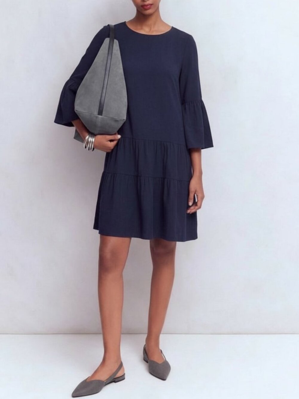 COS Dark Blue Tiered Dress Size US 4